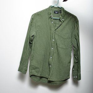 HAGGAR small green and grey pinstripe long sleeve